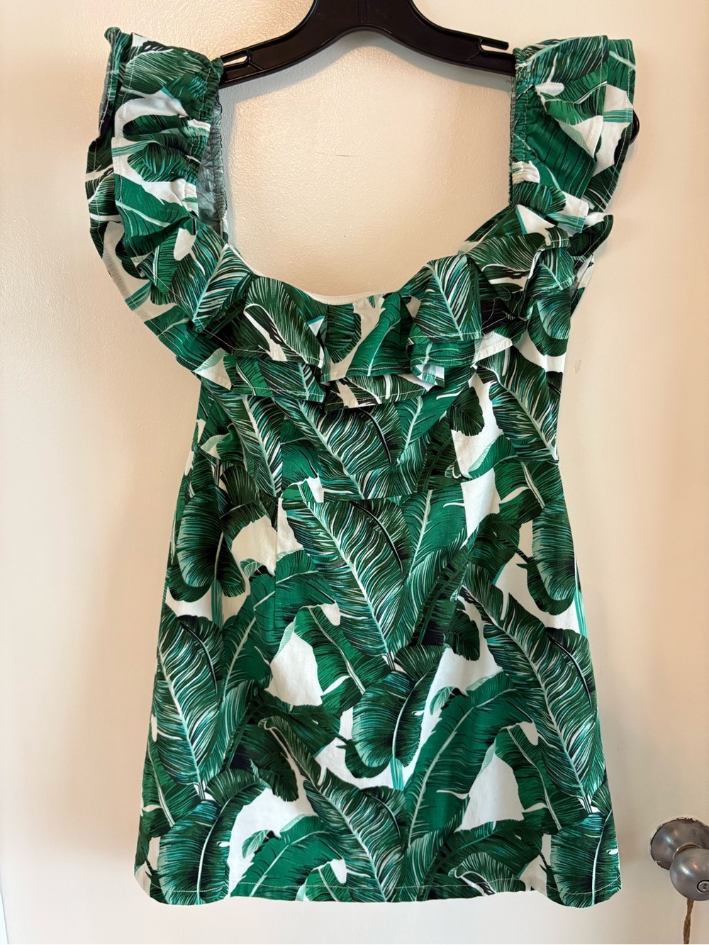 L’ATISTE by Amy Green & White Tropical PALM Print Fitted Mini Dress! Excellent!